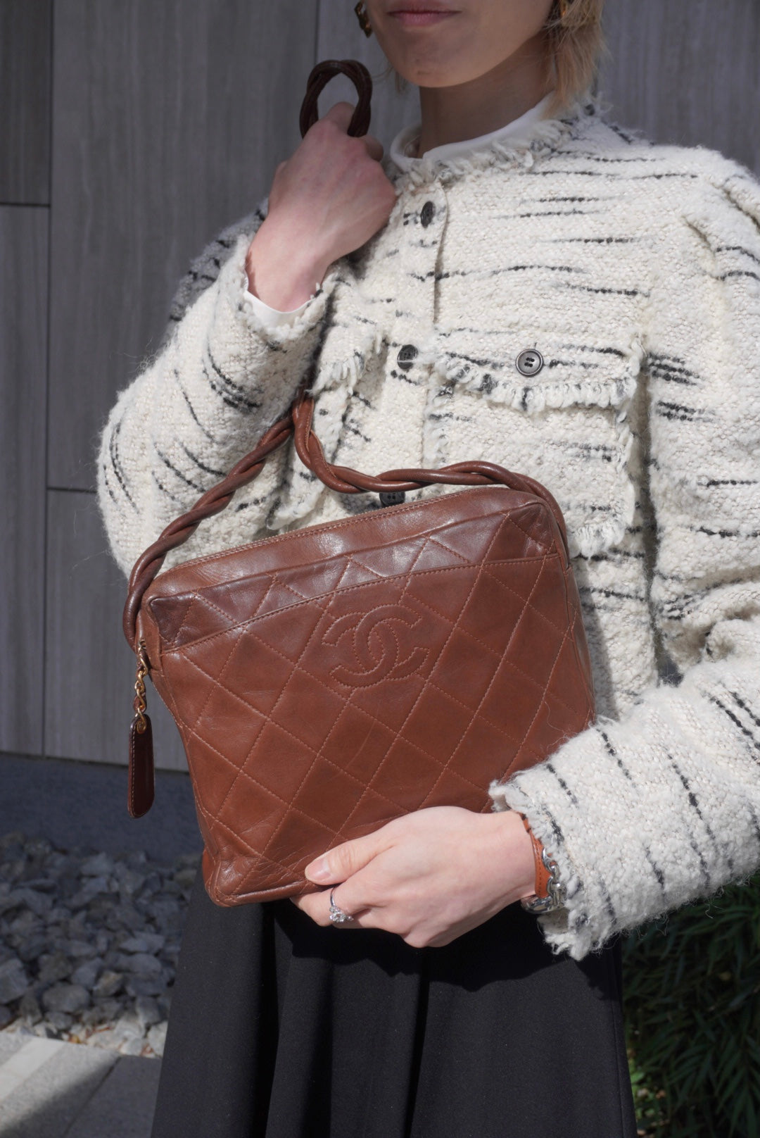 CHANEL Matelasse Coco Mark Shoulder bag Brown Vintage 4u7hig