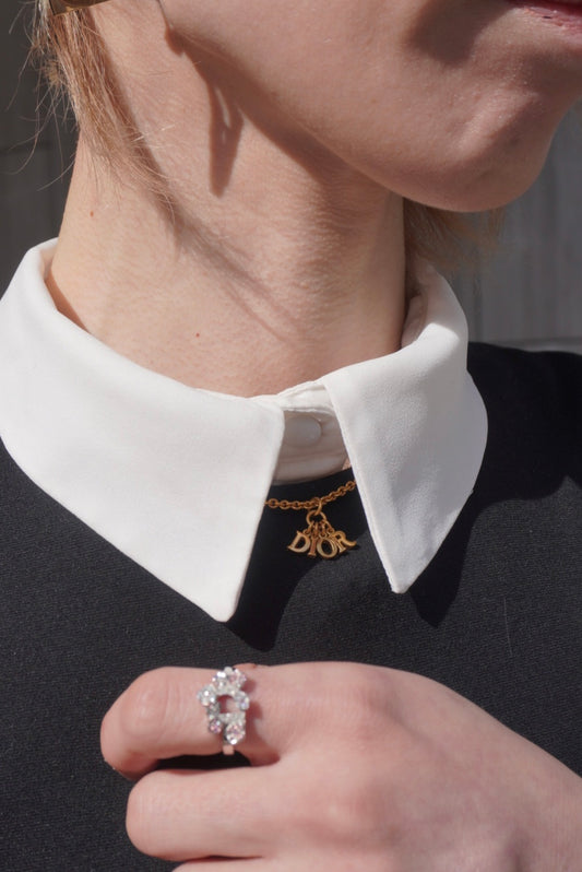 Christian Dior Logo Motif Necklace Gold Vintage jye8pu