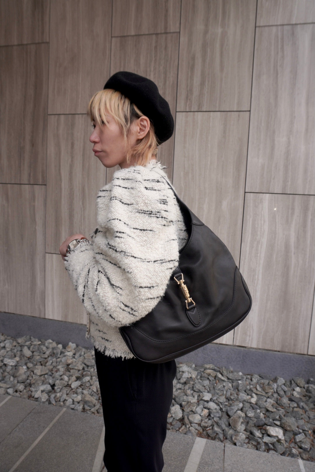 GUCCI Jackie Shoulder bag Black Vintage k7dm3y