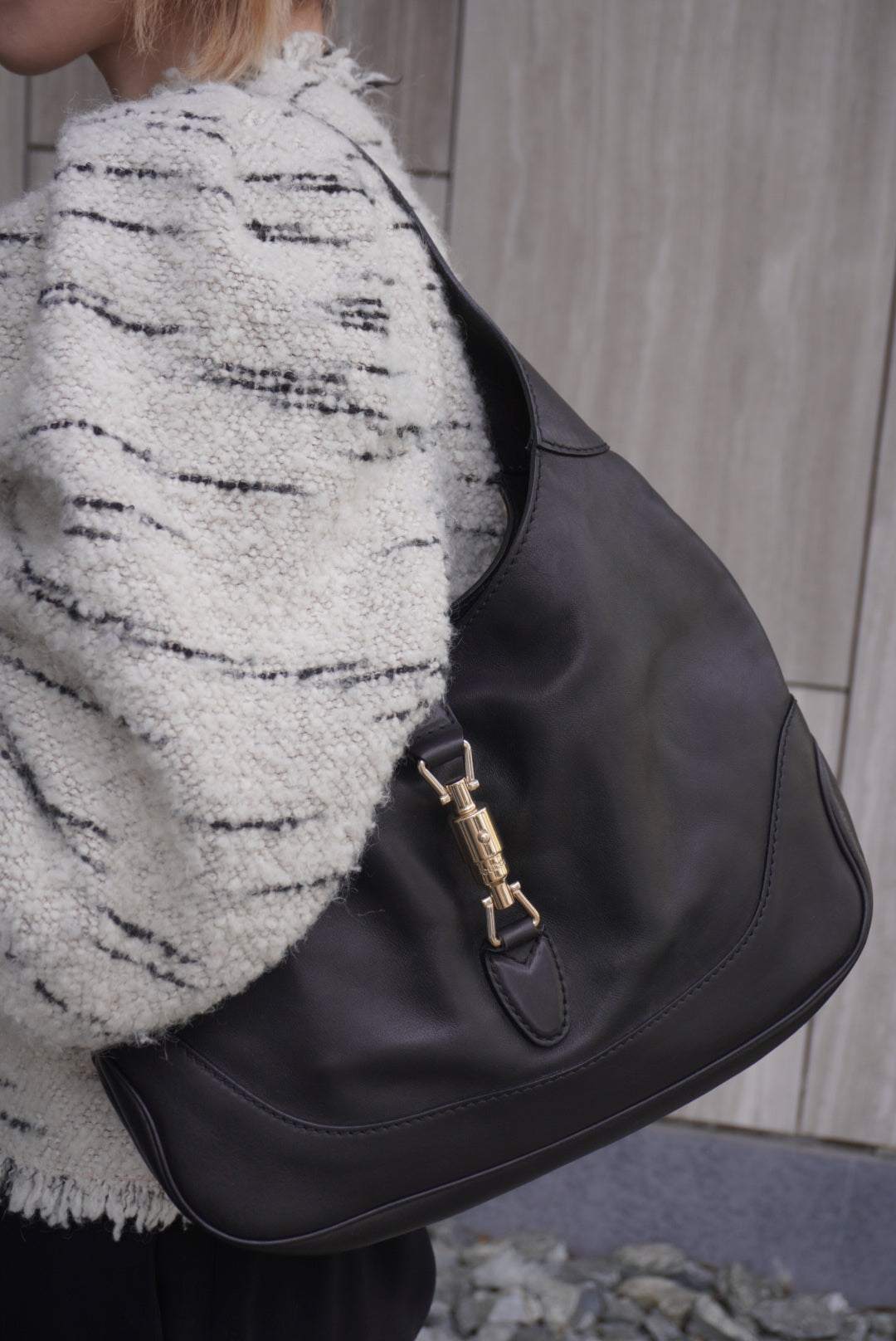 GUCCI Jackie Shoulder bag Black Vintage k7dm3y