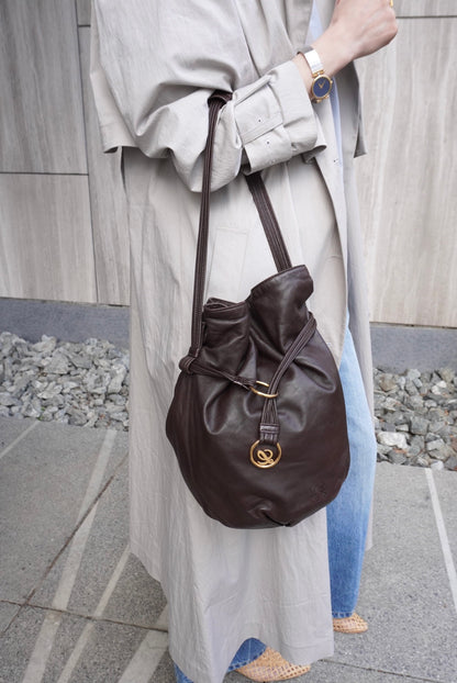 LOEWE Anagram Drawstring Shoulder bag Brown Vintage 7ep7z7