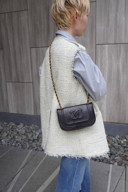 CHANEL Coco Mark Chain Shoulder bag Black Vintage jtk3dw