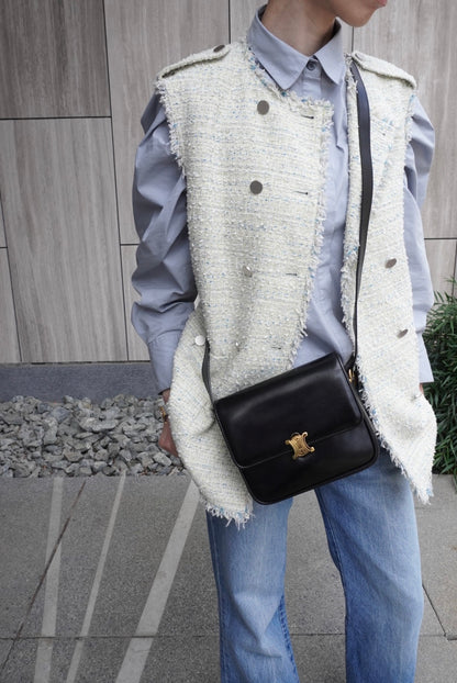 CELINE Triomphe Shoulder bag Black Vintage igefky