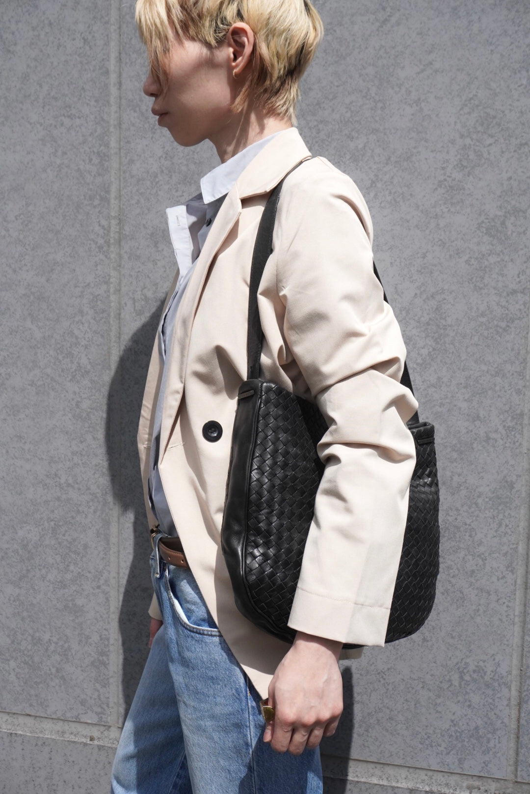 Bottega Veneta Intrecciato Shoulder bag Black Vintage e8ihib