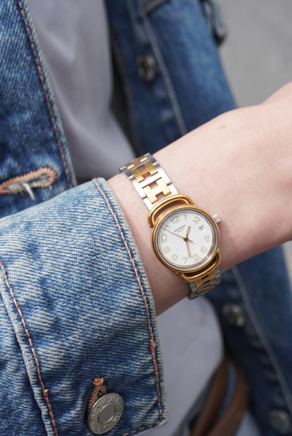 HERMES Quartz Watch Silver pullman Vintage krhgdd