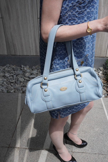 CELINE Blason Handbag Sky blue Vintage 5m2evd