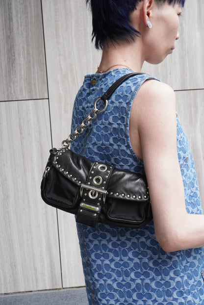 PRADA Triangle Logo Shoulder bag Black Vintage tiuxdg