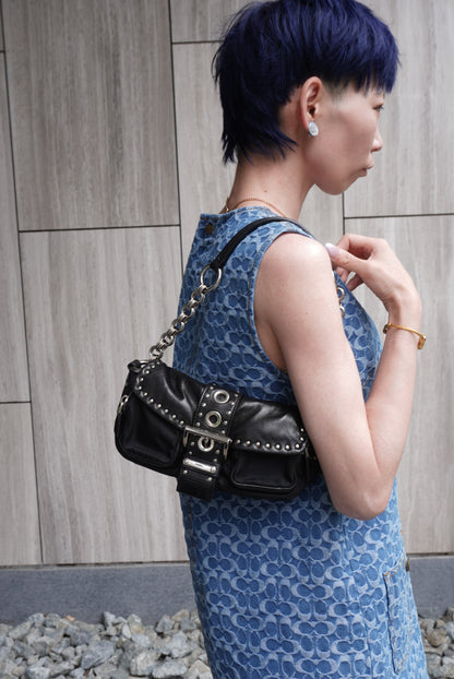 PRADA Triangle Logo Shoulder bag Black Vintage tiuxdg