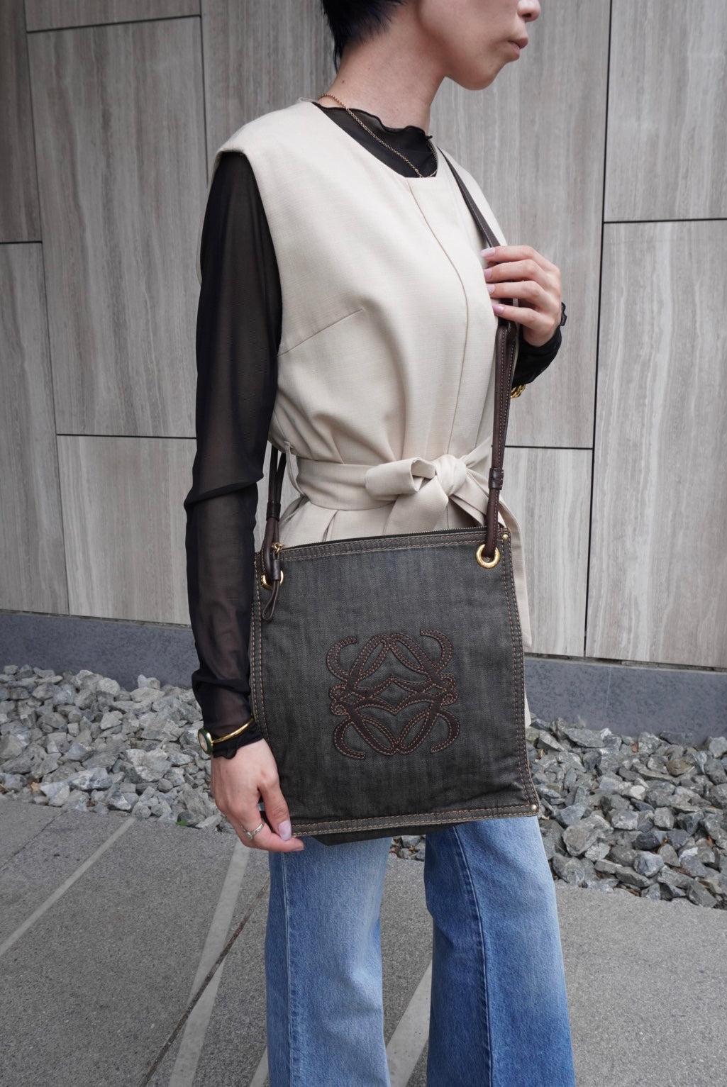 LOEWE Anagram Shoulder bag Indigo Vintage n8xae3