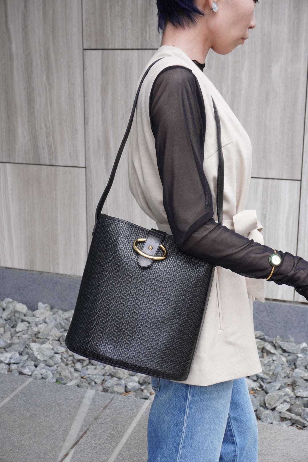 Christian Dior Logo Shoulder bag Black Vintage ysncmj