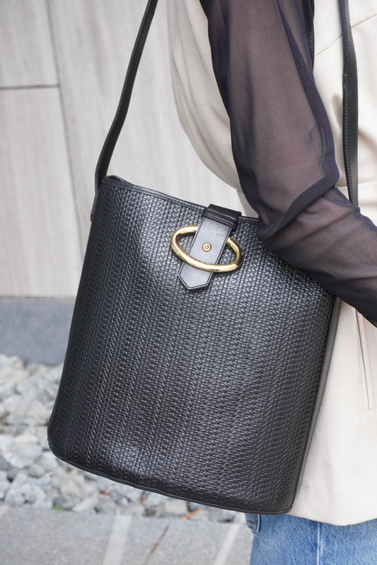Christian Dior Logo Shoulder bag Black Vintage ysncmj