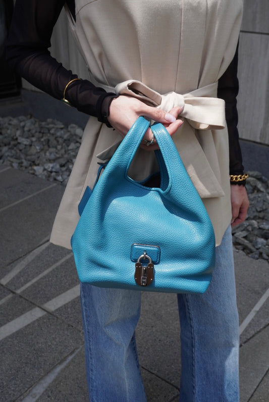 LOEWE Padlock Handbag Blue Vintage 2t2tsk