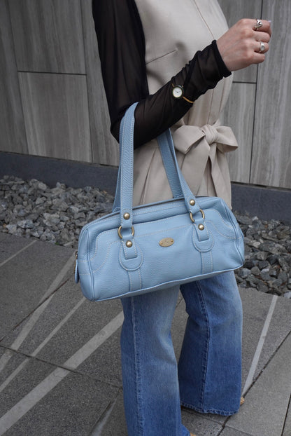 CELINE Blason Handbag Sky blue Vintage 5m2evd