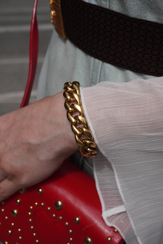 CELINE Logo Chain Bracelet Gold Vintage 3iad2y