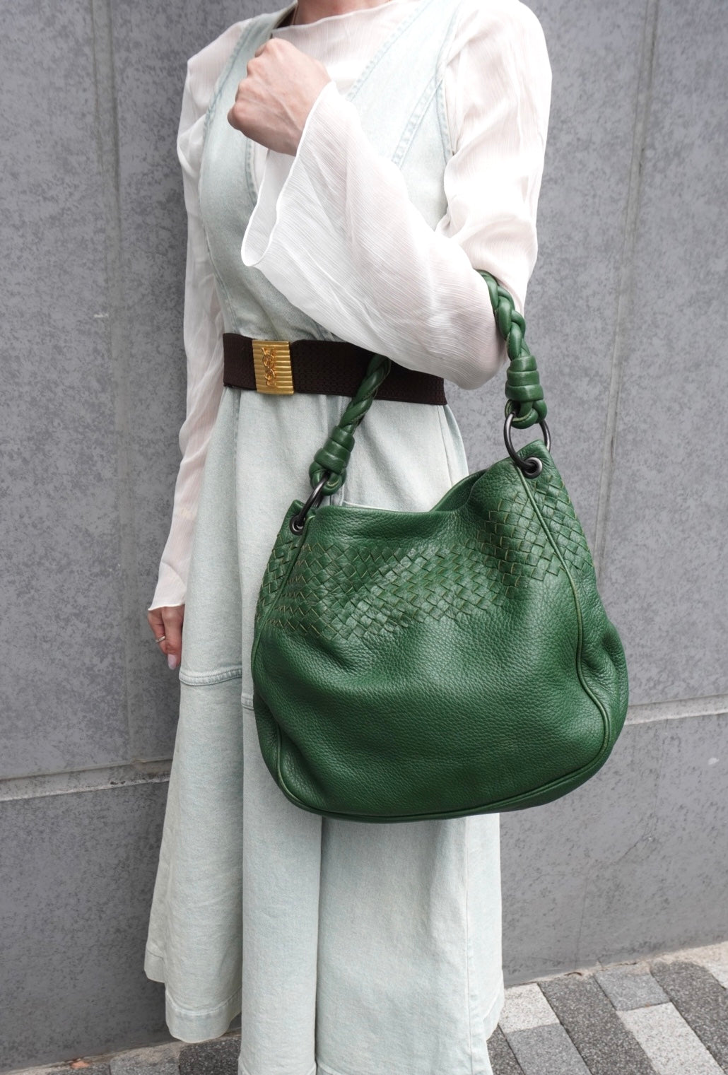 Bottega Veneta Intrecciato Shoulder bag Green Vintage bt6kue