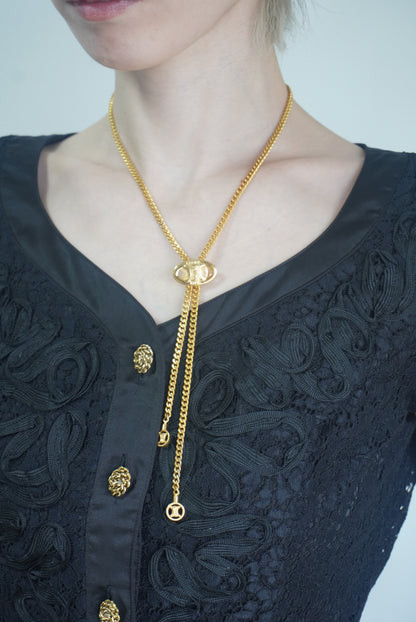 CELINE Triomphe Necklace Gold Vintage 2arrnh