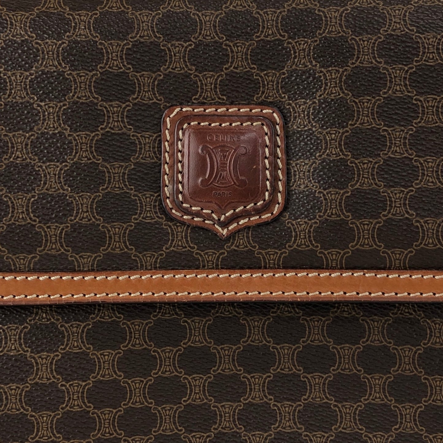 CELINE Macadam Blason Shoulder bag Brown Vintage emwcwc