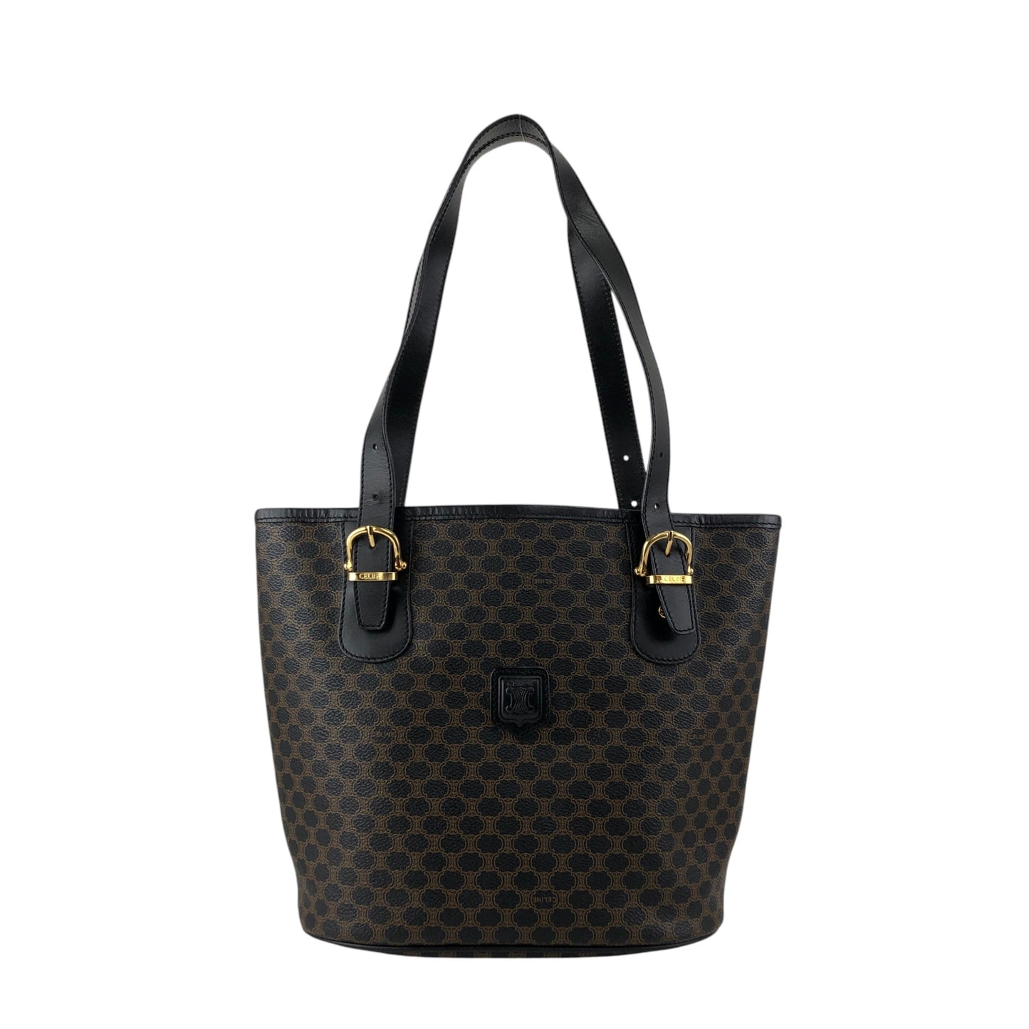 CELINE Macadam Blason Handbag Totebag Black Vintage 7r6v3e