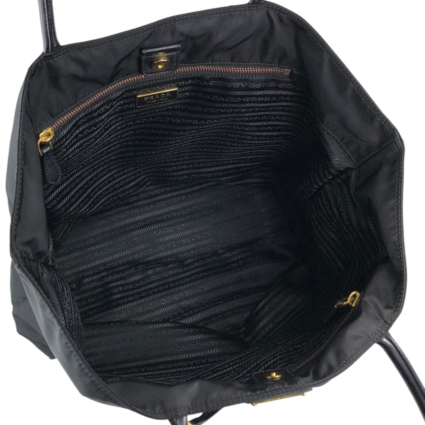PRADA Tessuto Triangle Logo Handbag Totebag Black Vintage zahf6a
