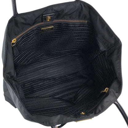PRADA Tessuto Triangle Logo Handbag Totebag Black Vintage zahf6a