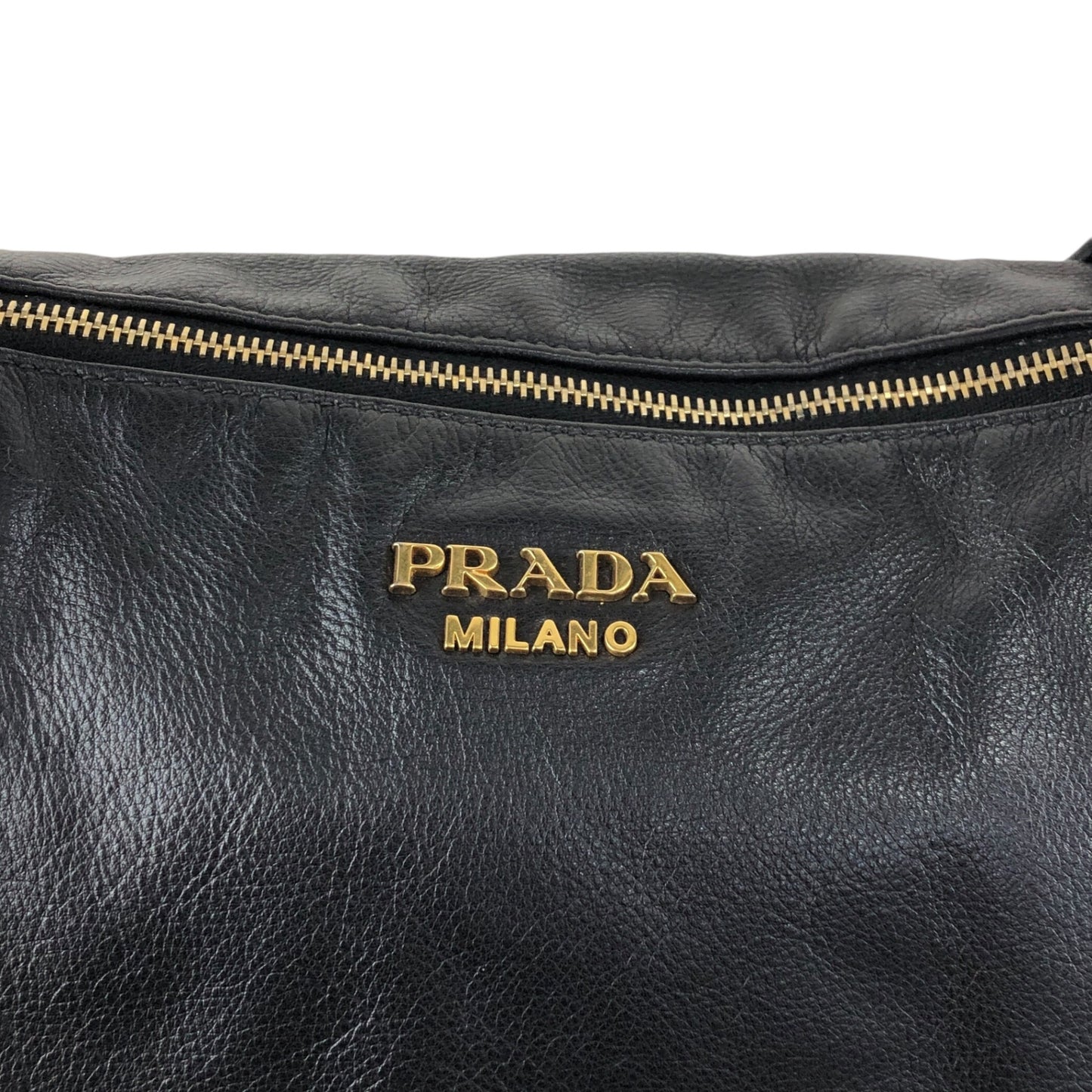 PRADA Logo Handbag Black Vintage jkn44z