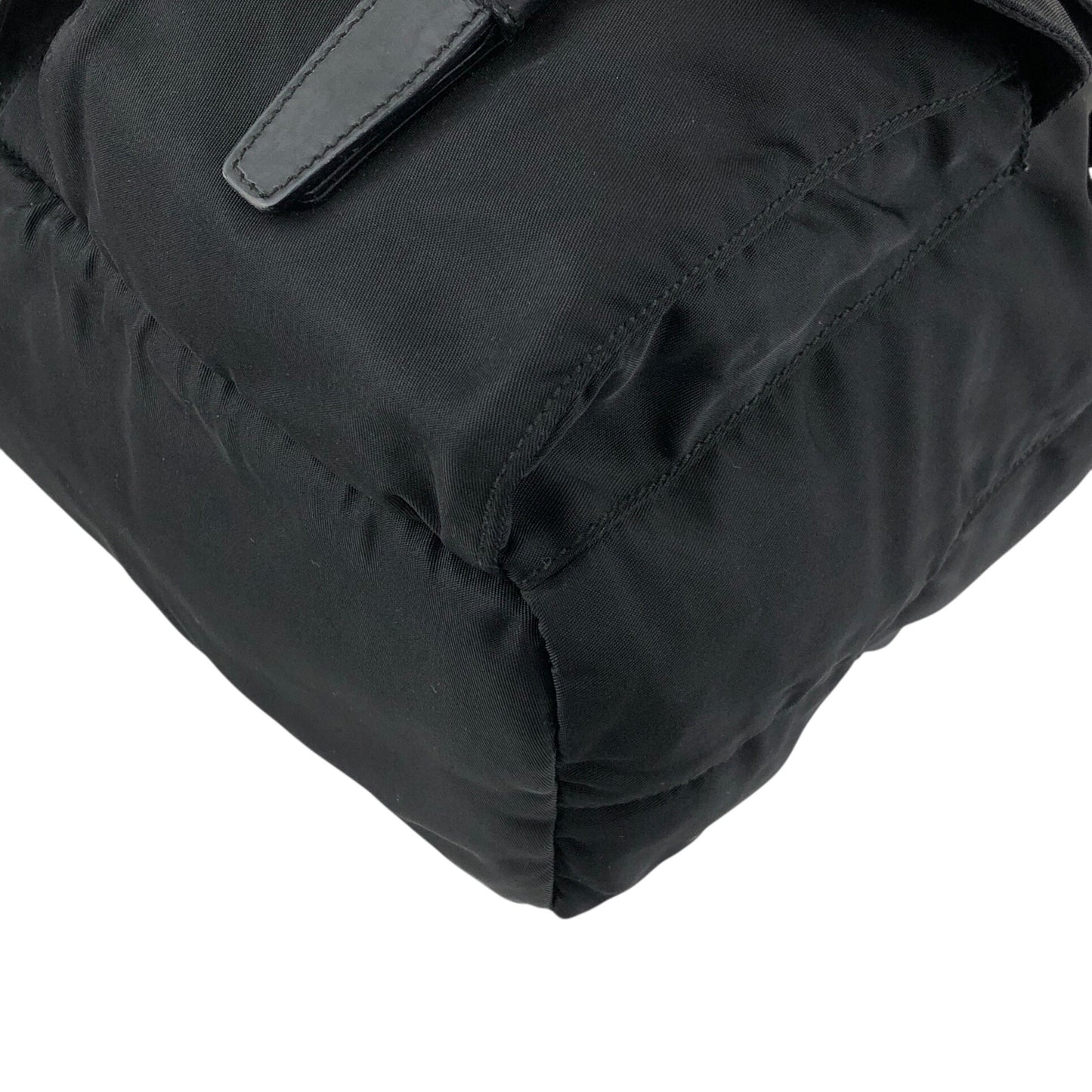 PRADA Tessuto Triangle Logo Front Buckle Backpack Black Vintage ku8tbi