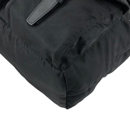 PRADA Tessuto Triangle Logo Front Buckle Backpack Black Vintage ku8tbi