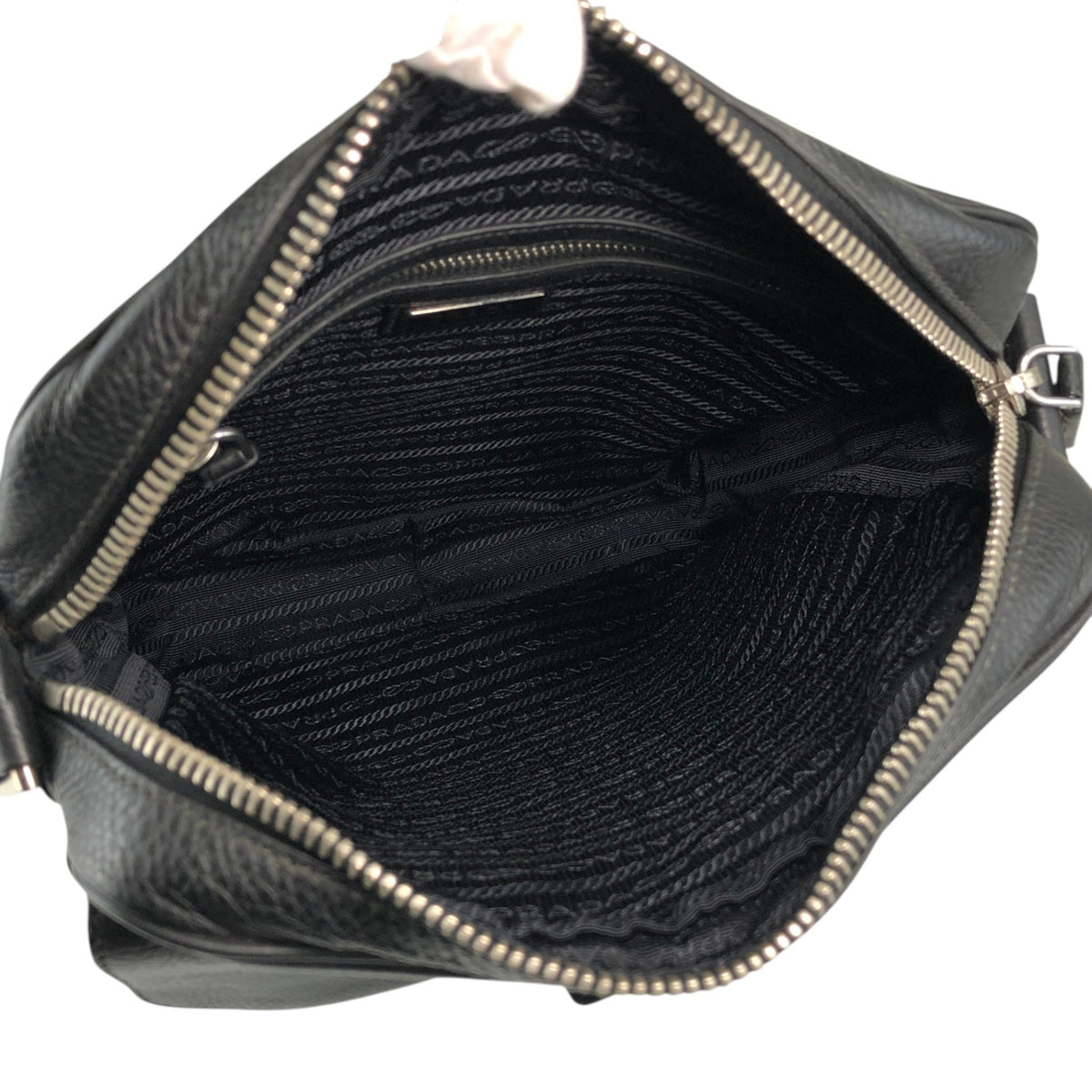 PRADA Triangle Logo Front Buckle Front Pocket Shoulder bag Black Vintage fg3jes