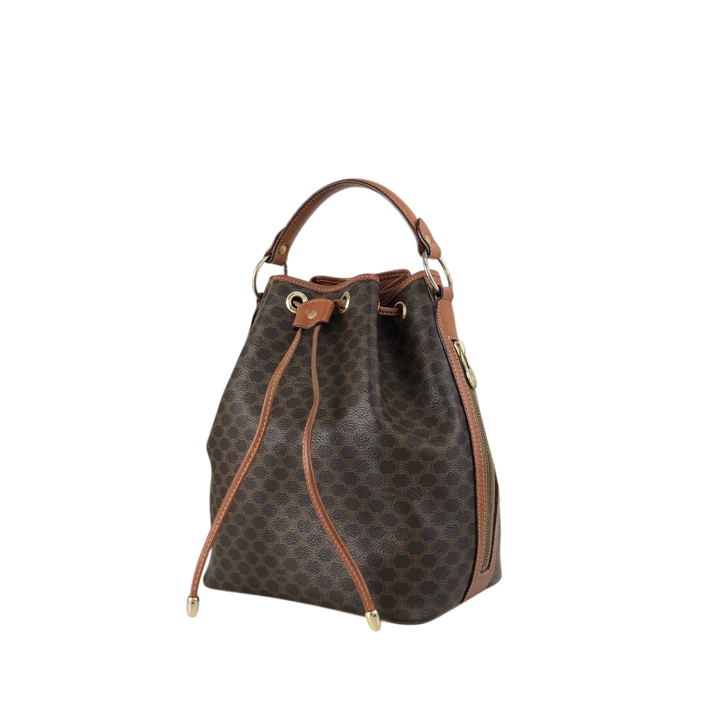 CELINE Macadam Two-way Drawstring Handbag Shoulder bag Brown Vintage ifb2i4