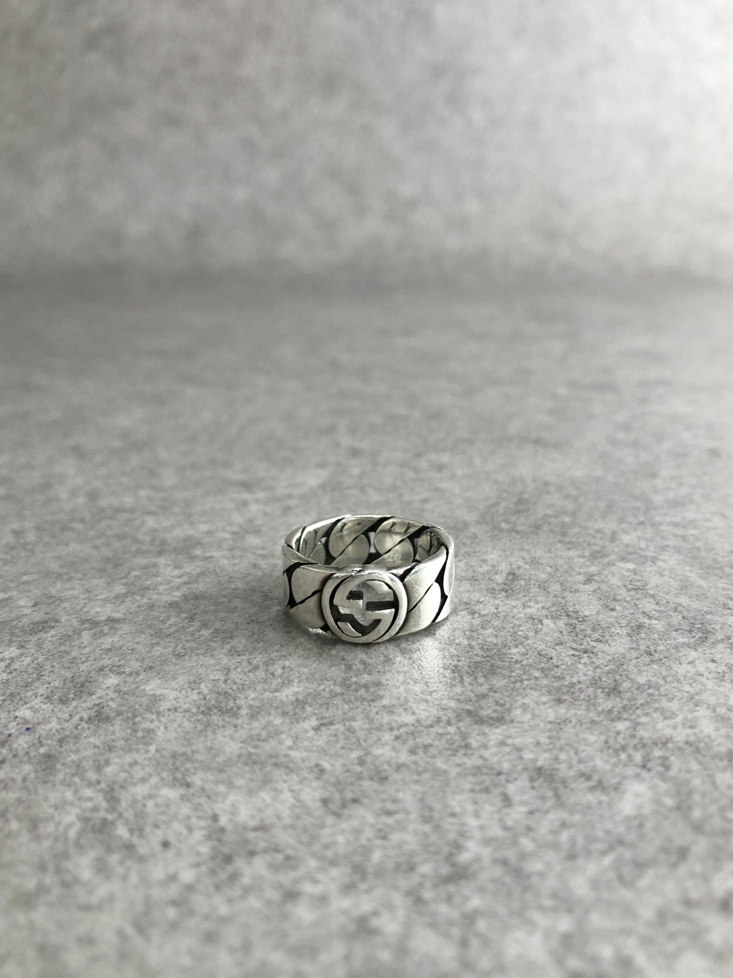 GUCCI Interlocking SILVER925 Ring Silver Vintage k4kgbj
