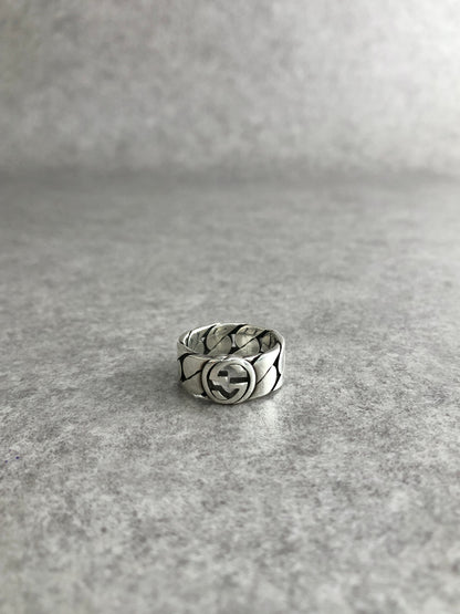 GUCCI Interlocking SILVER925 Ring Silver Vintage k4kgbj
