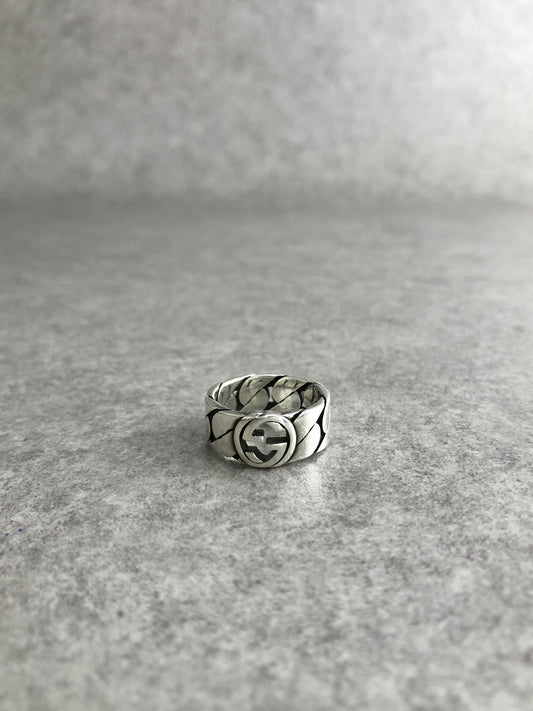 GUCCI Interlocking SILVER925 Ring Silver Vintage k4kgbj