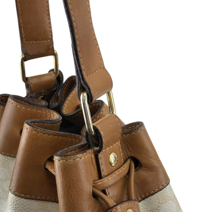 CELINE Macadam  Blason Drawstring  Shoulder bag White Vintage 6vdzju