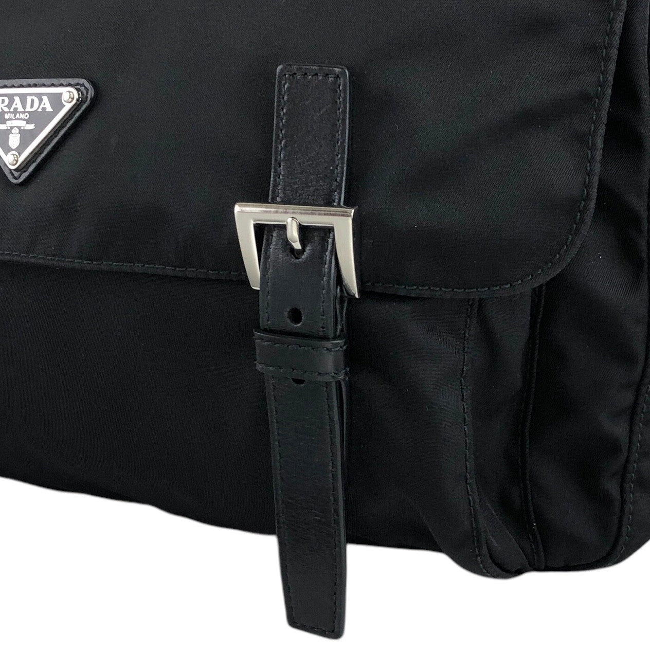 PRADA Tessuto Triangle Logo Shoulder bag Black Vintage zrh5tr