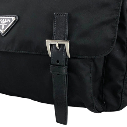 PRADA Tessuto Triangle Logo Shoulder bag Black Vintage zrh5tr
