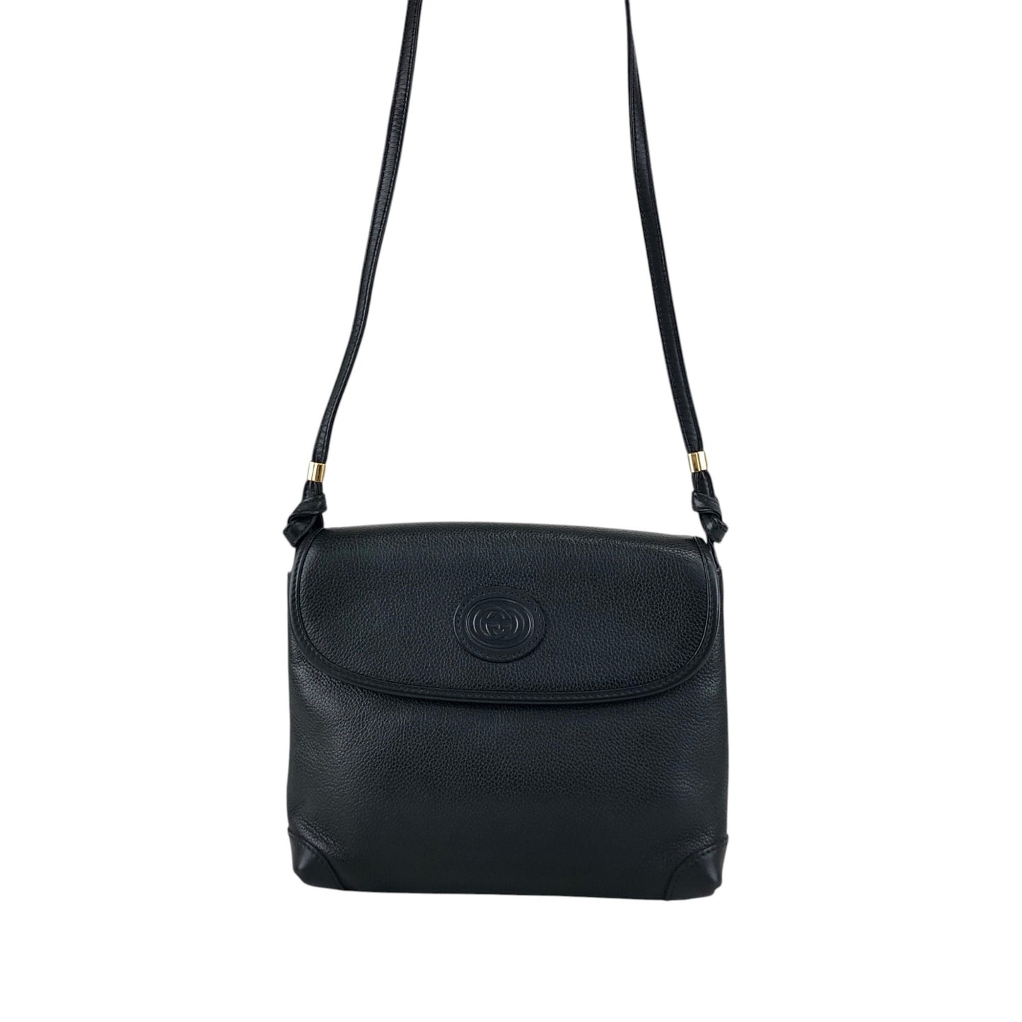 GUCCI Logo Shoulder bag Black Vintage irwn5s