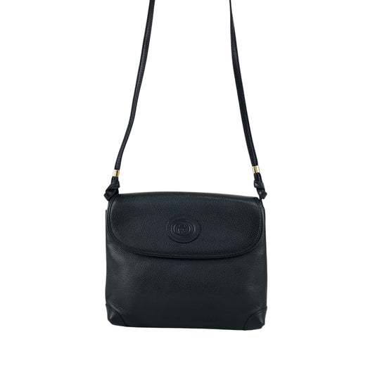 GUCCI Logo Shoulder bag Black Vintage irwn5s