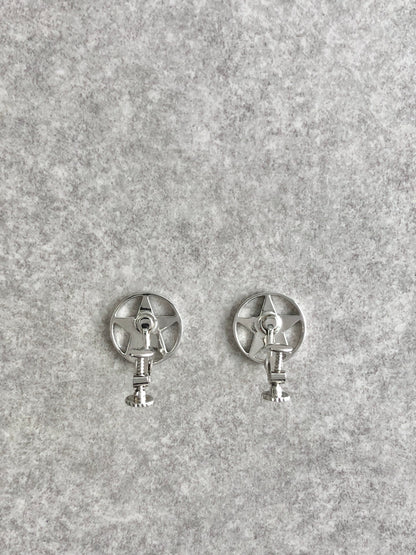 Christian Dior Logo Earrings Silver Vintage dun6w3