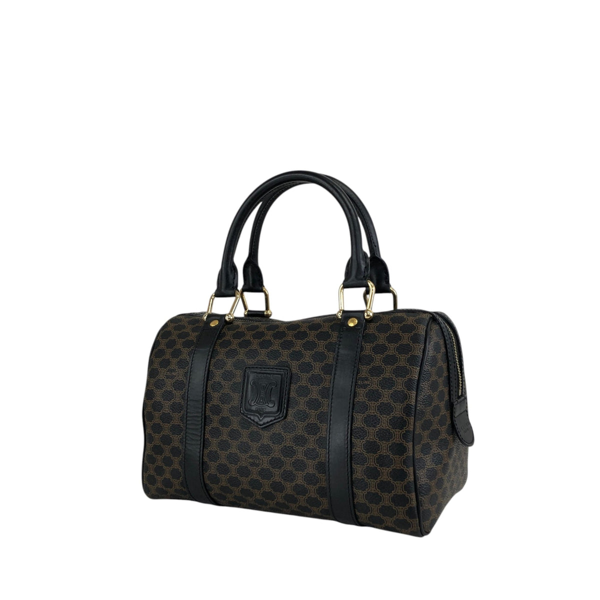 CELINE Macadam Blason Two-way Small Boston bag Shoulder bag Black Vintage anvhd8