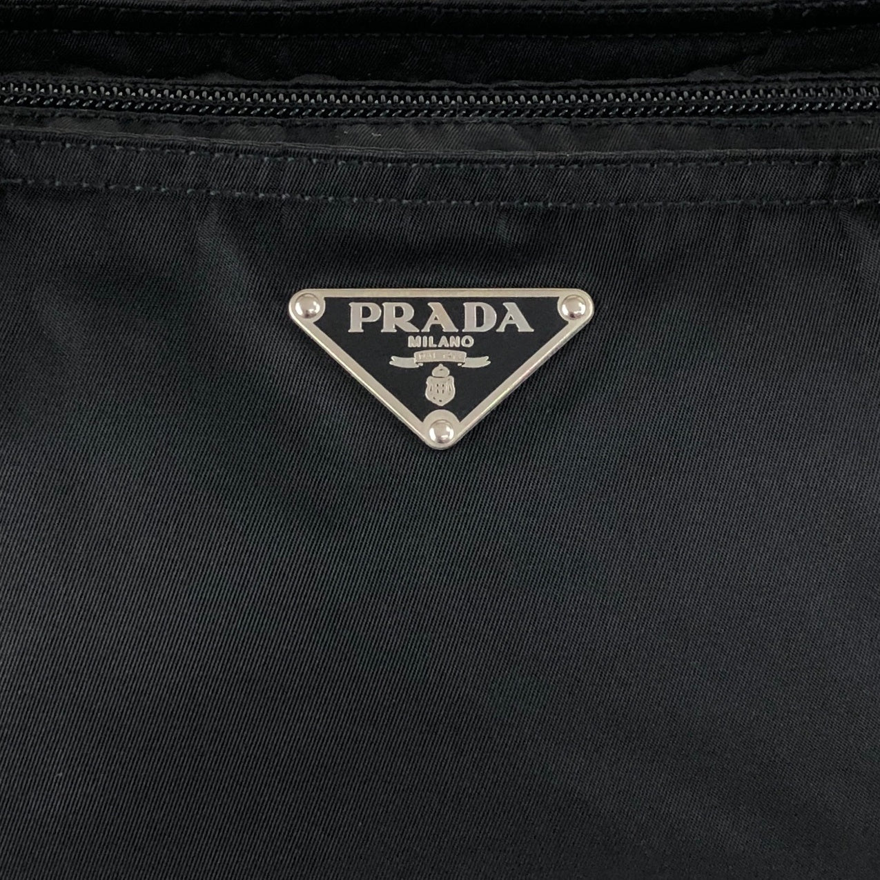 PRADA Tessuto Triangle Logo Totebag Black Vintage 28m35x