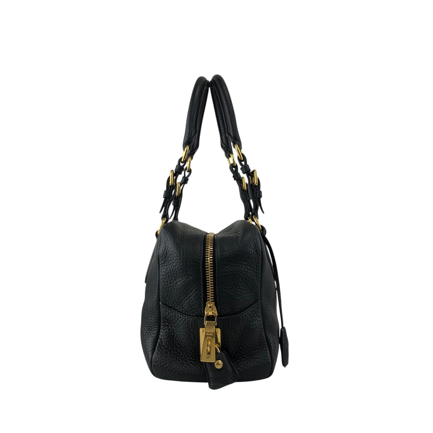 PRADA Logo Handbag Black Vintage nn2dx6