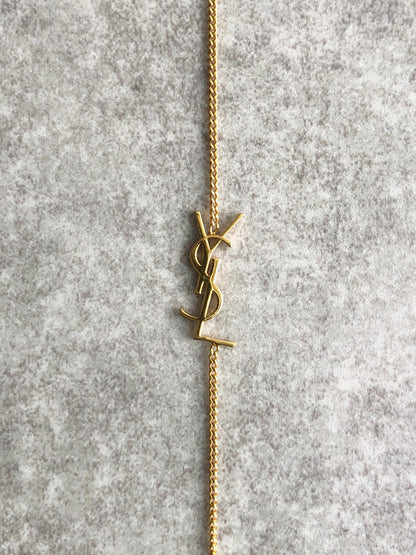 Yves Saint Laurent YSL Logo Motif Bracelet Gold Vintage mtyzfs