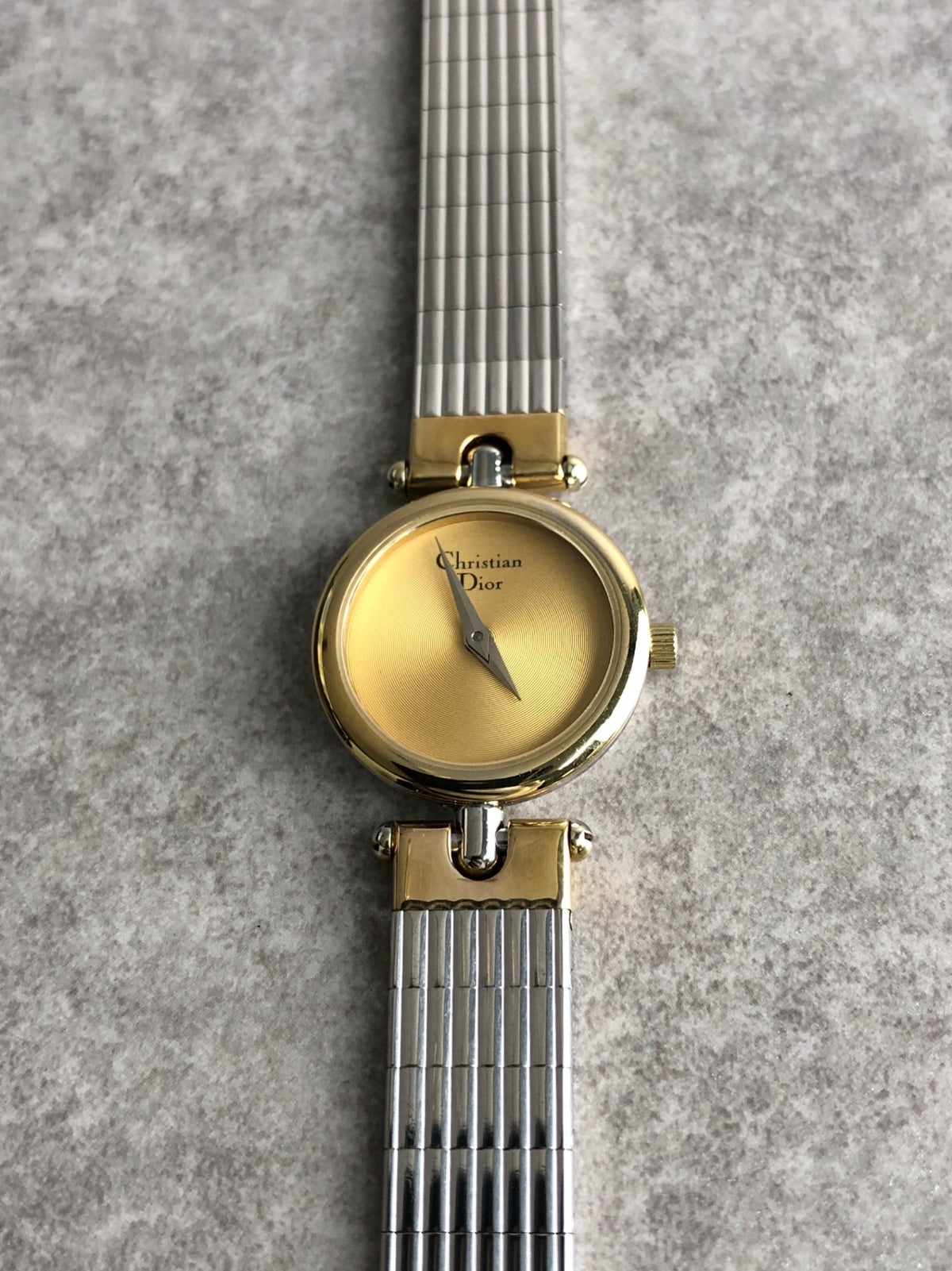 Christian Dior Logo Quartz Watch Silver×Gold 3025 Vintage h2x5fz