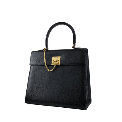 CELINE Gancini Handbag Black Vintage b8e6px