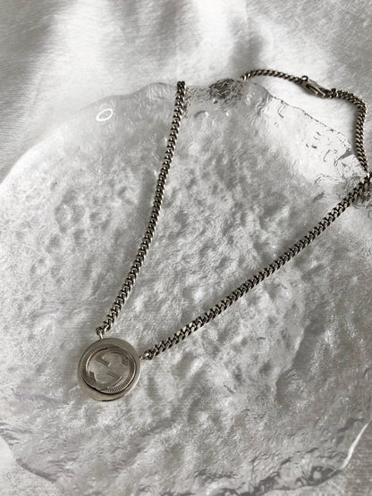 GUCCI Interlocking Necklace Silver Vintage fw6zza