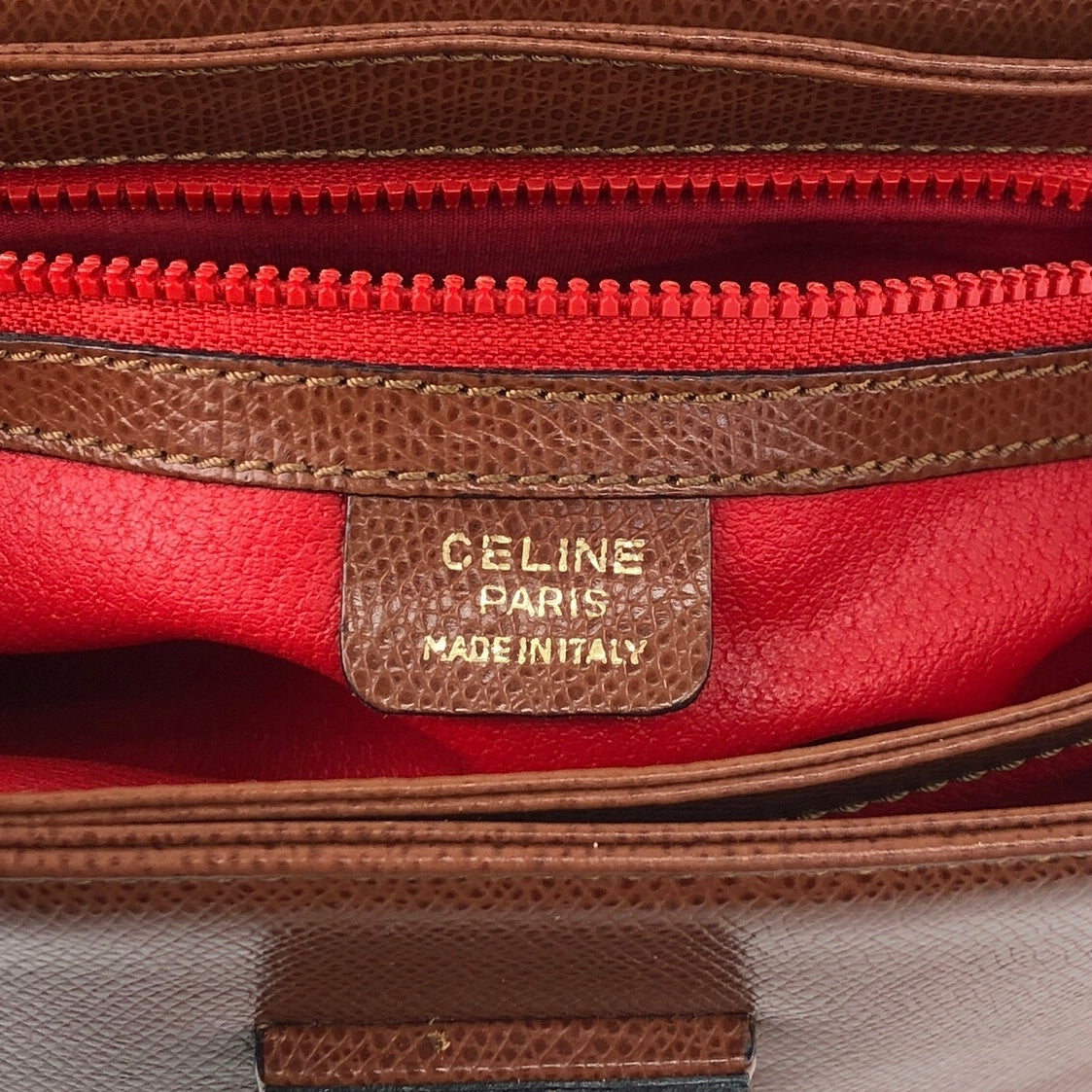 CELINE Turn Lock Shoulder bag Brown Vintage hdtdu2