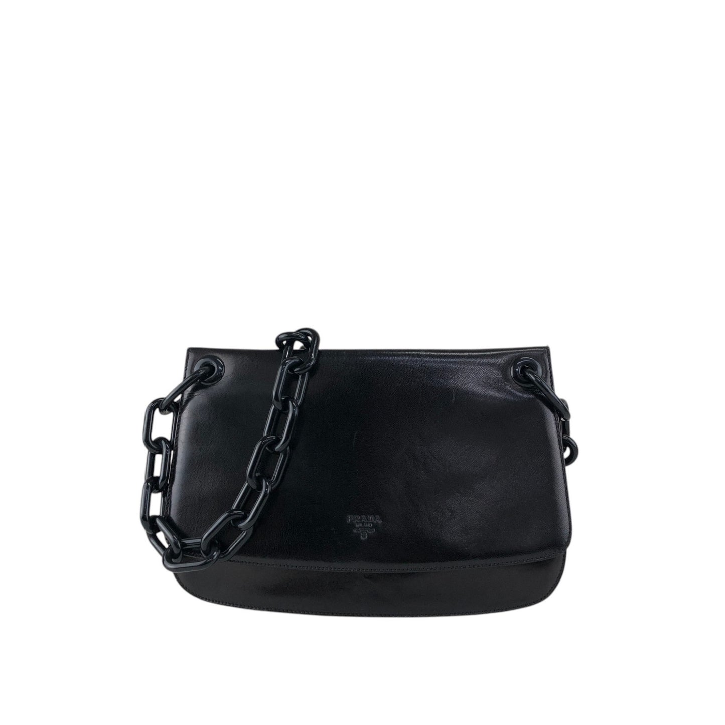 PRADA Logo Chain Shoulder bag Black Vintage vksien