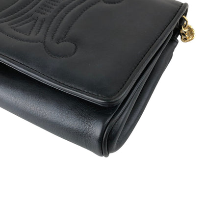 CELINE Triomphe Blason Chain Shoulder bag Black Vintage yfpji2