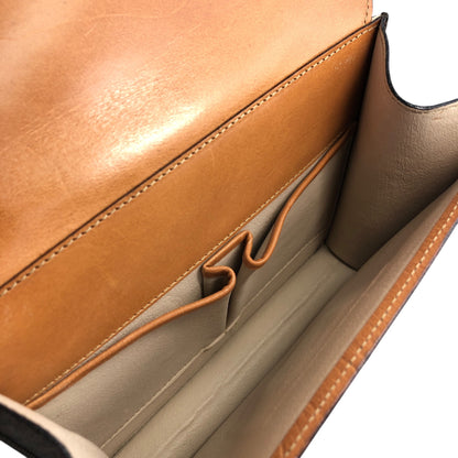 CELINE Macadam Horse Bit Double Flap Top Handle Handbag Brown Vintage 6caaii