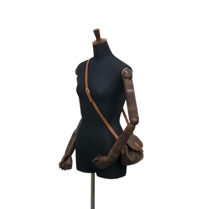 CELINE Macadam Blason Tassel Shoulder bag Brown Vintage hkgap3